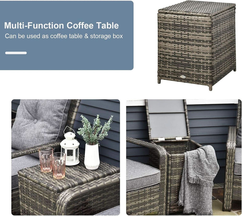 Three Piece Patio Furniture Set with Cushions and Table