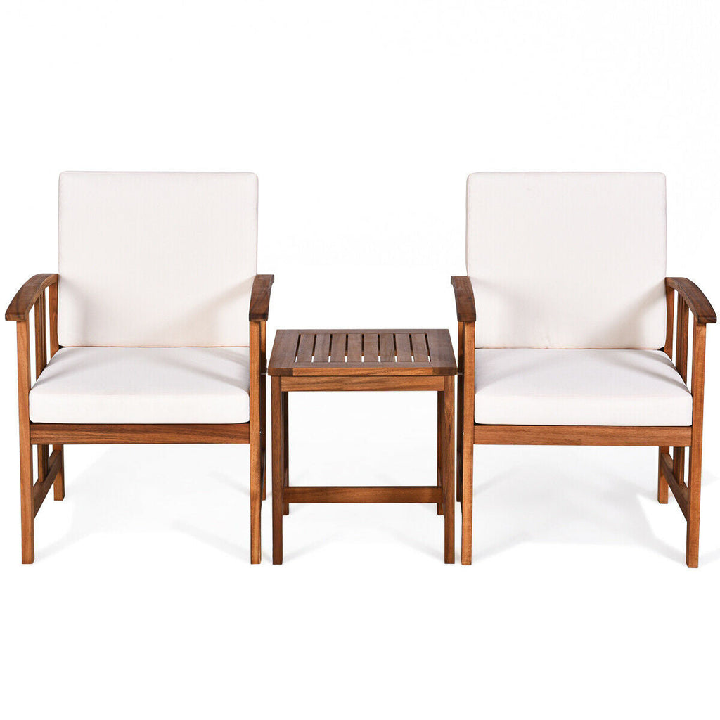 3PC Solid Wood Outdoor Patio Sofa Furniture Set