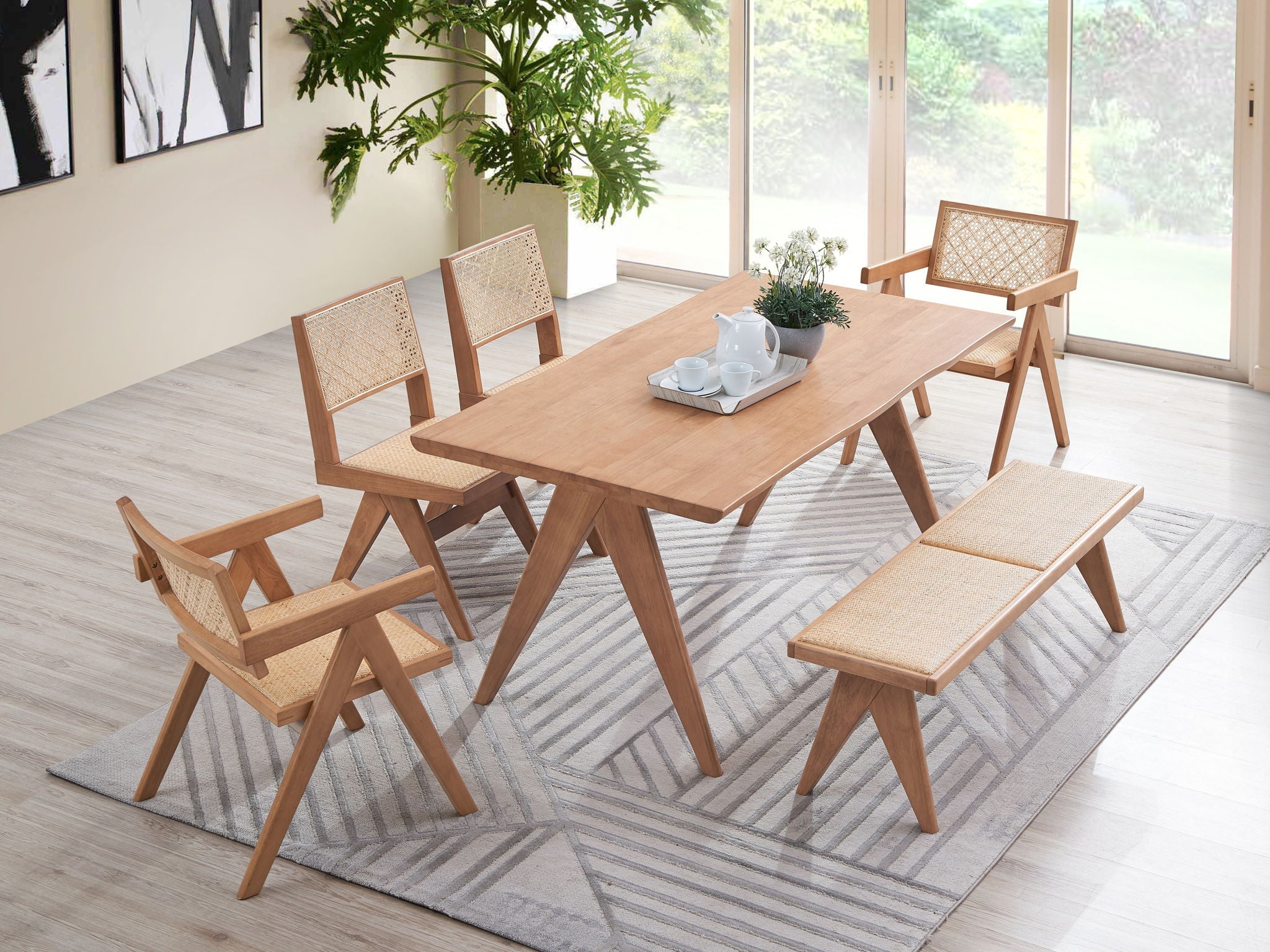 Valentina - 6 Piece Patio Furniture Set - Rattan / Natural