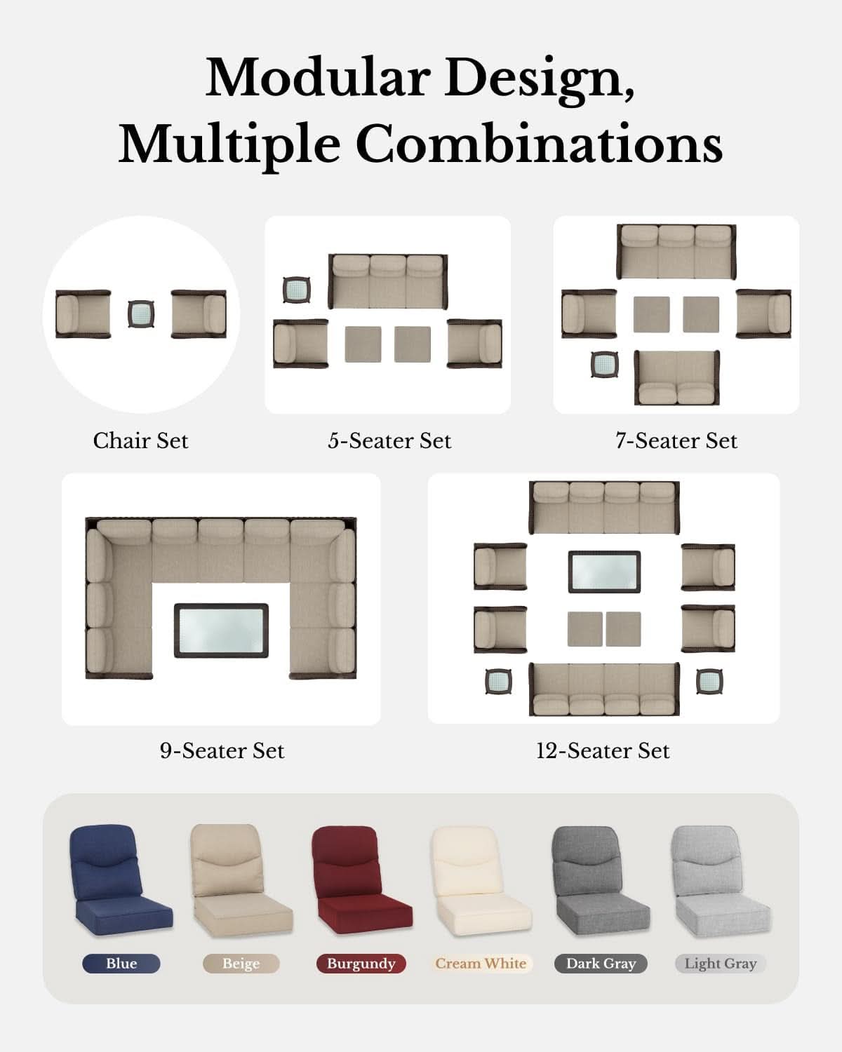 Luxury Outdoor Patio Furniture Set with Thick Cushions