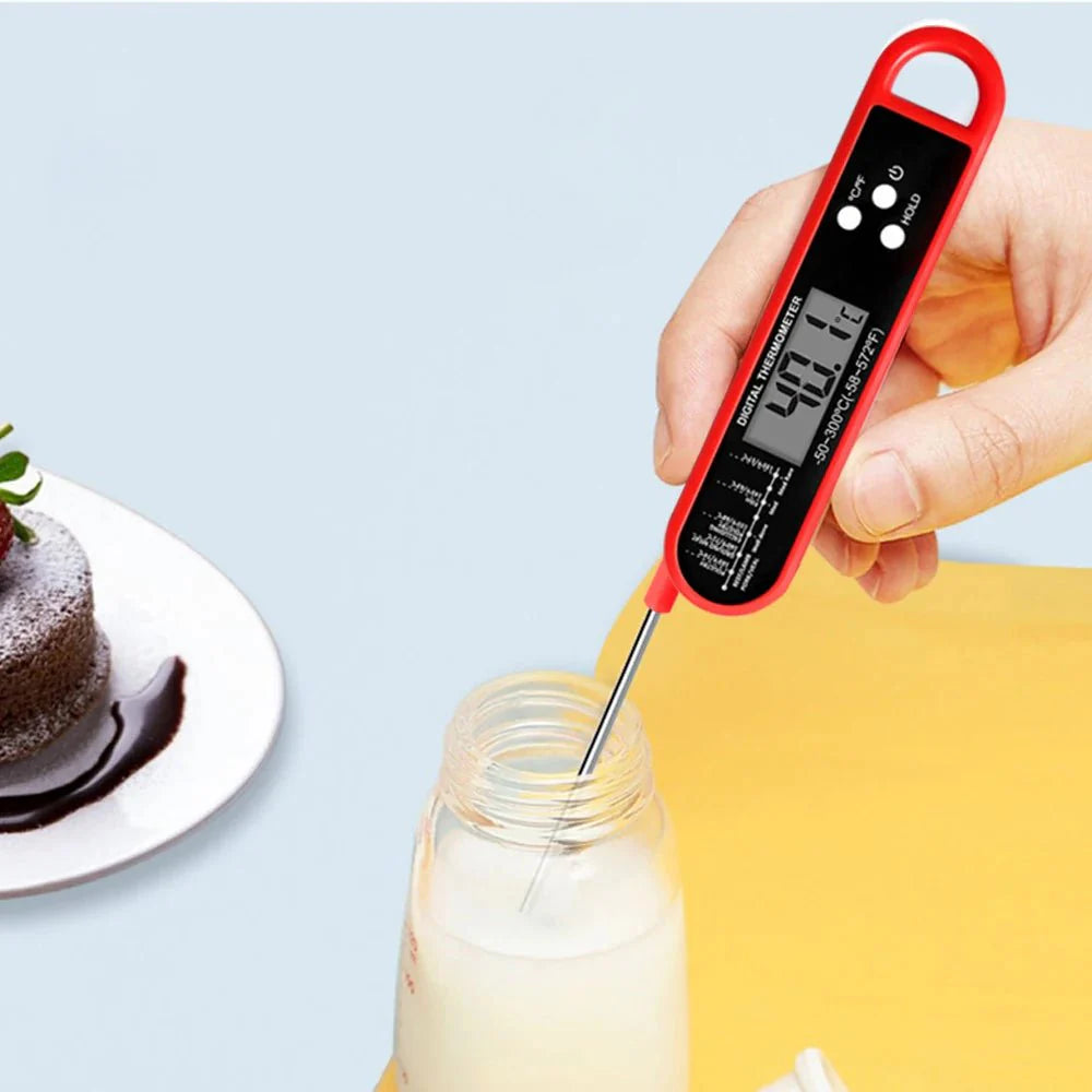 Digital Backlit Folding BBQ Kitchen Thermometer | Instant Read Meat Thermometer