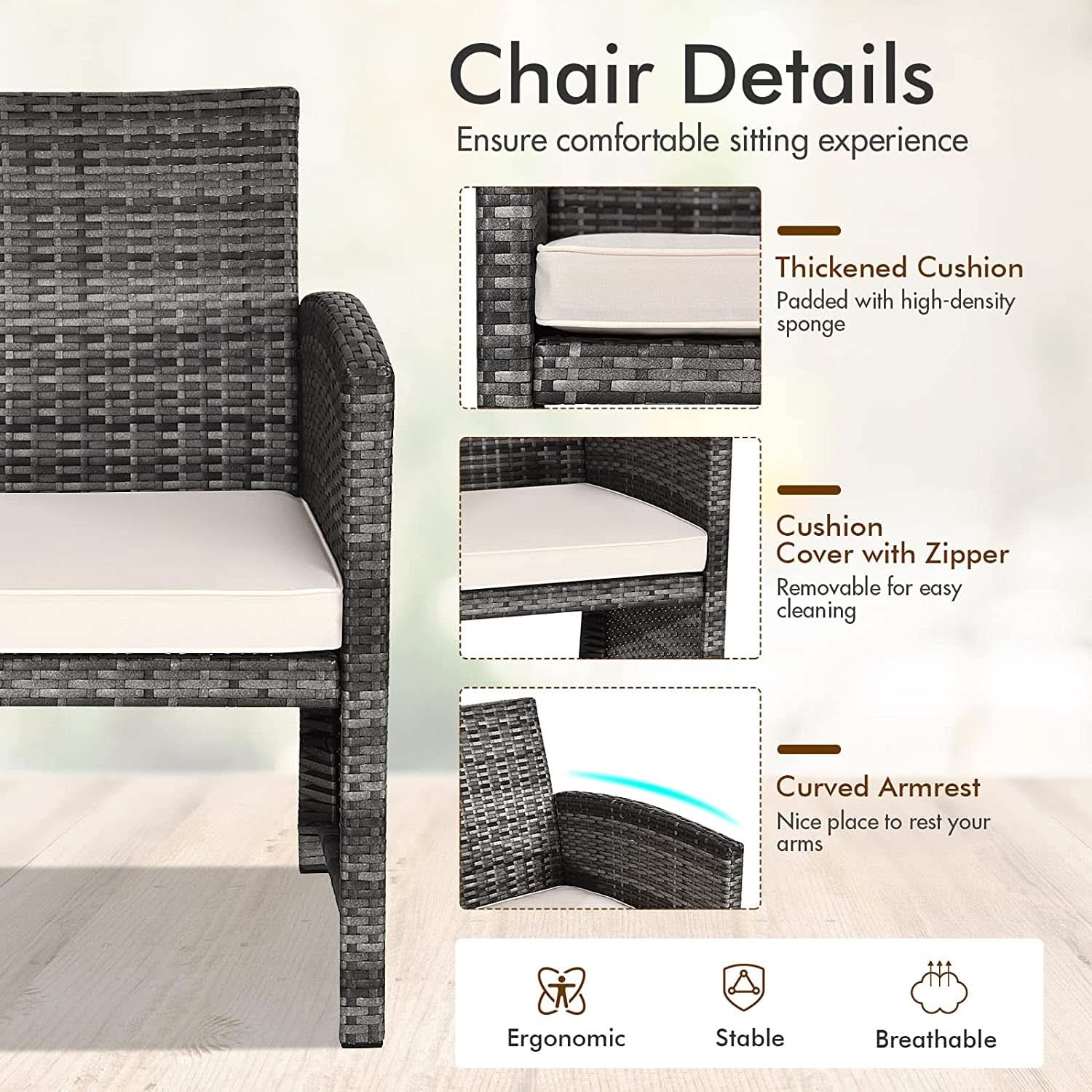 Weather Resistant Rattan Patio Furniture Set for Outdoors