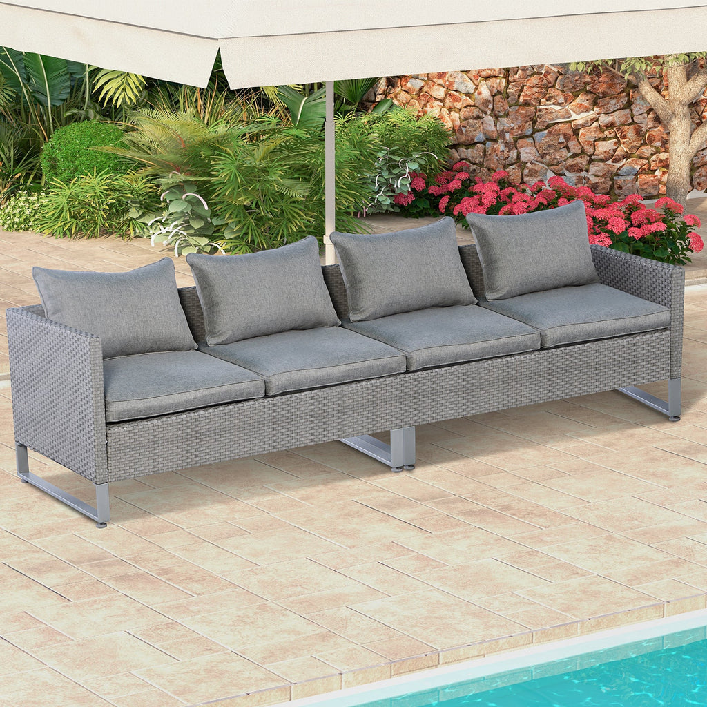 2 Pieces Patio Furniture Sofa Set with Cushions and Sofa Clips
