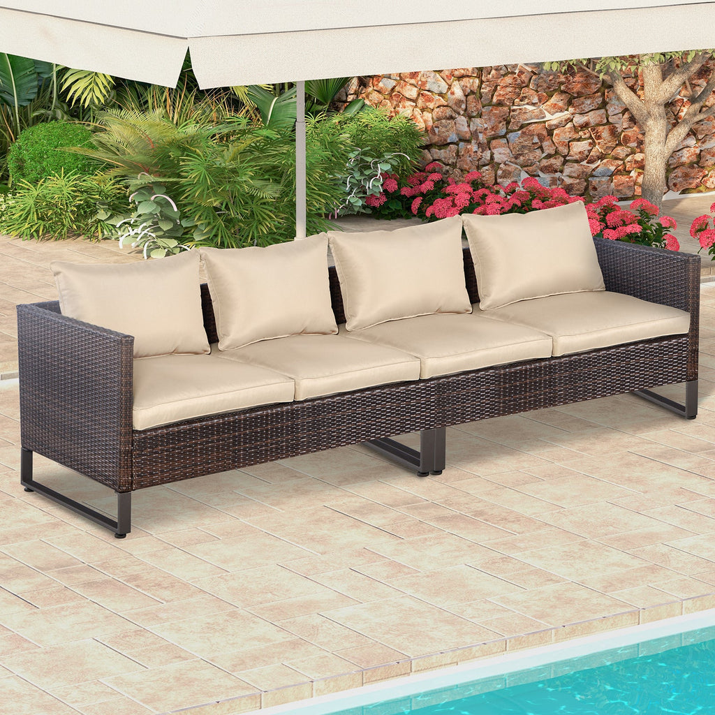 2 Pieces Patio Furniture Sofa Set with Cushions and Sofa Clips