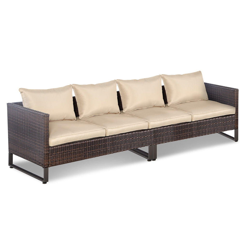 2 Pieces Patio Furniture Sofa Set with Cushions and Sofa Clips