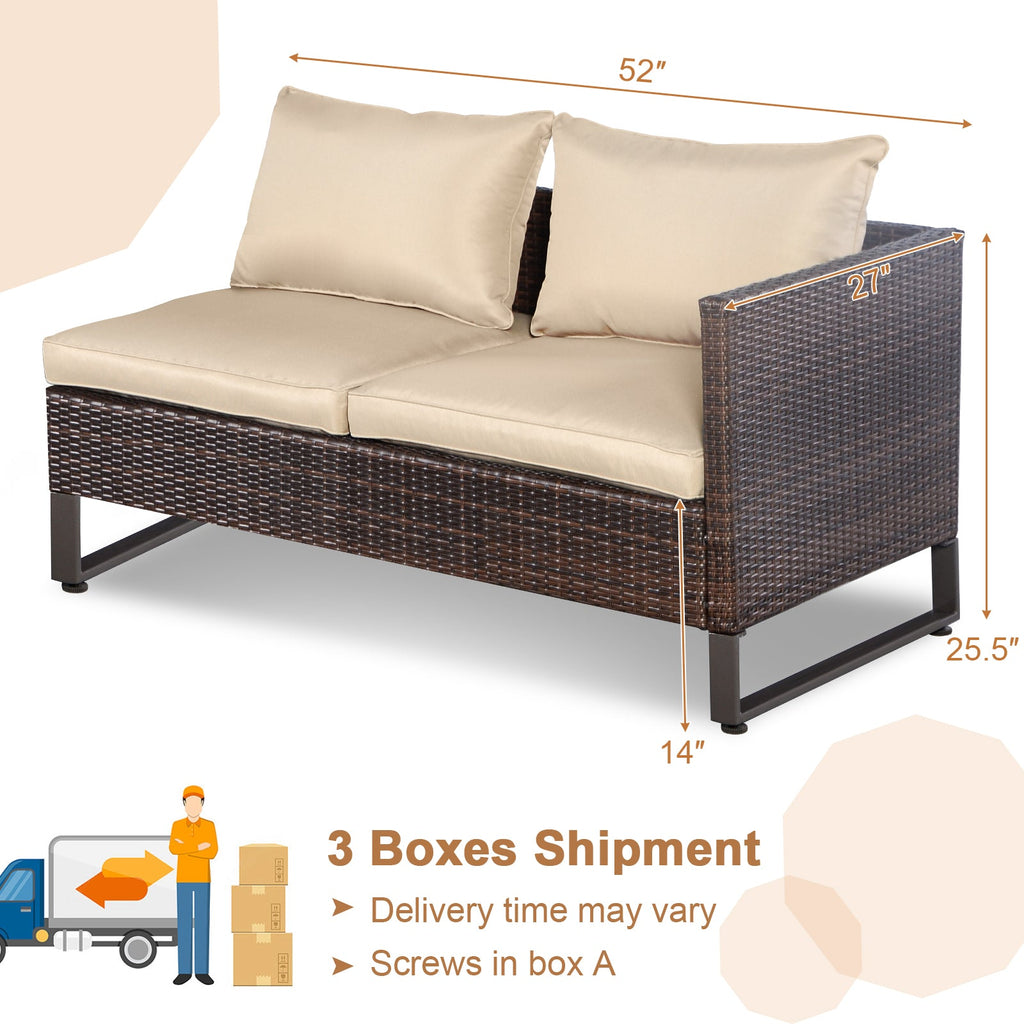 2 Pieces Patio Furniture Sofa Set with Cushions and Sofa Clips