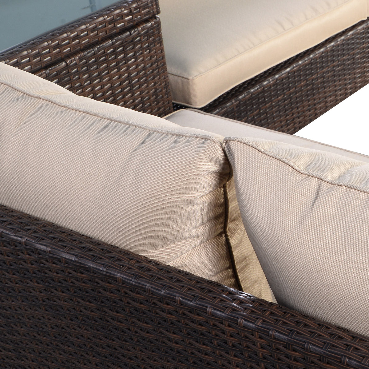 2 Pieces Patio Furniture Sofa Set with Cushions and Sofa Clips