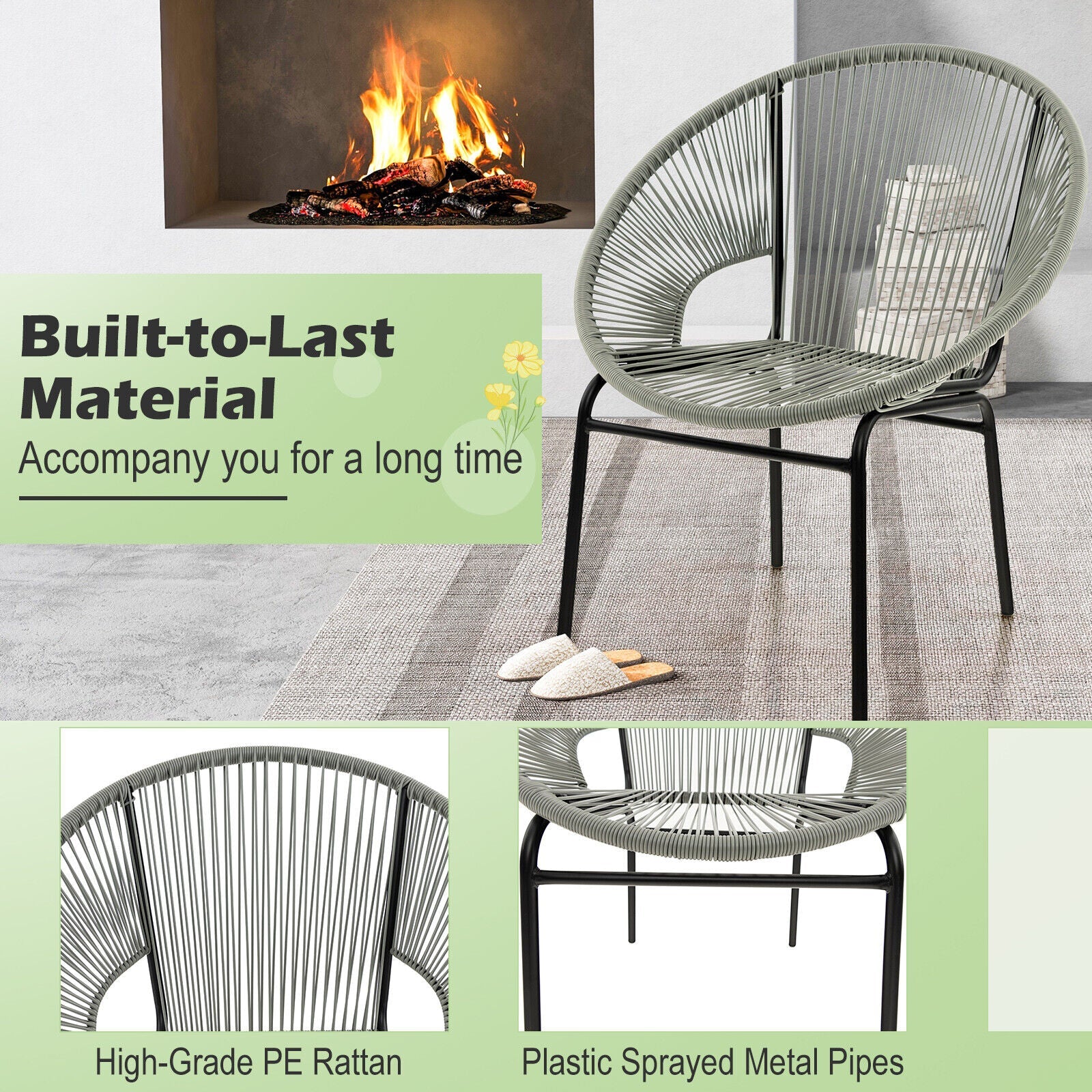 3PCS Patio Acapulco Furniture Bistro Set with GlassTable-Black