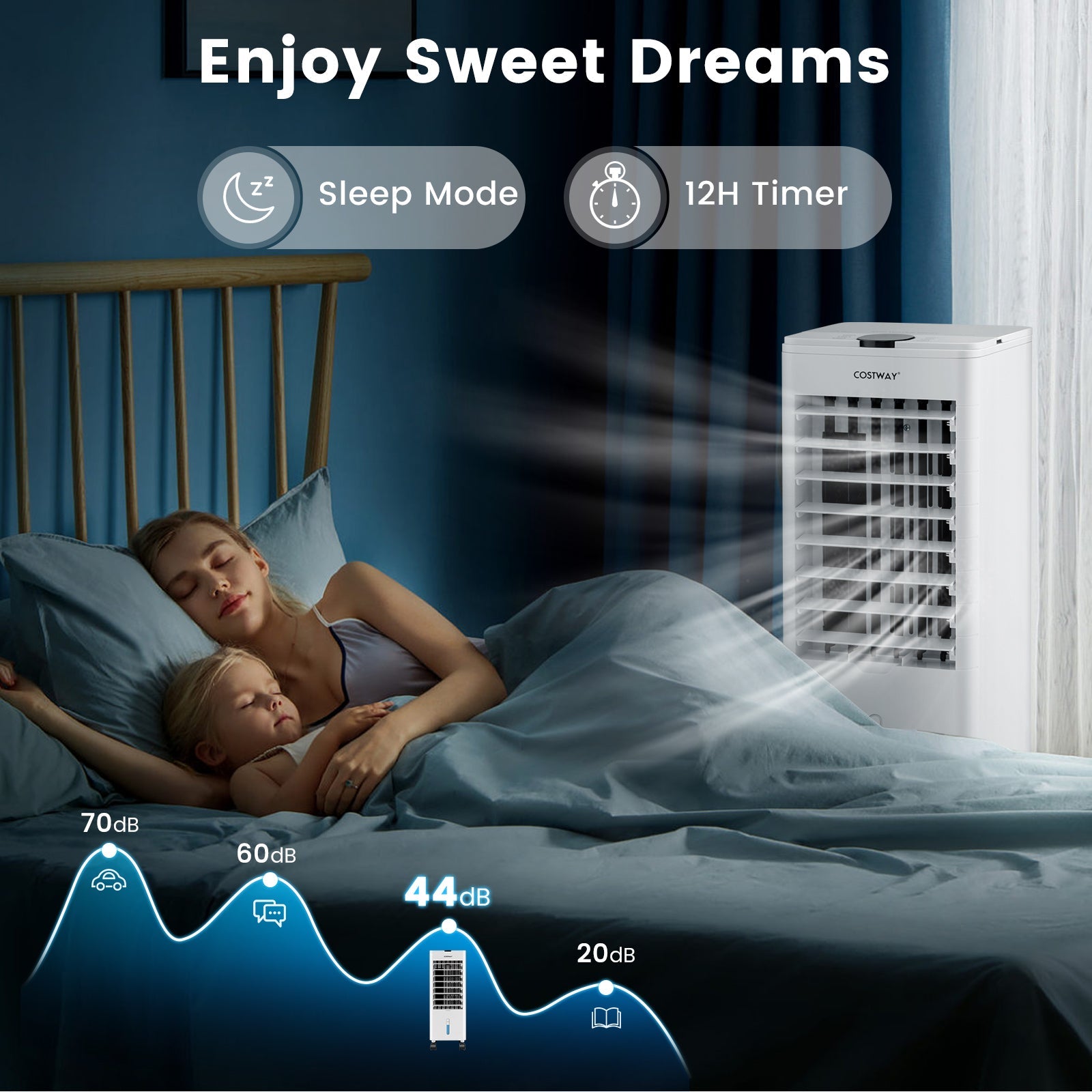 Costway Evaporative Air Cooler Fan Portable Oscillating Swamp with 3 Speeds Modes Remote