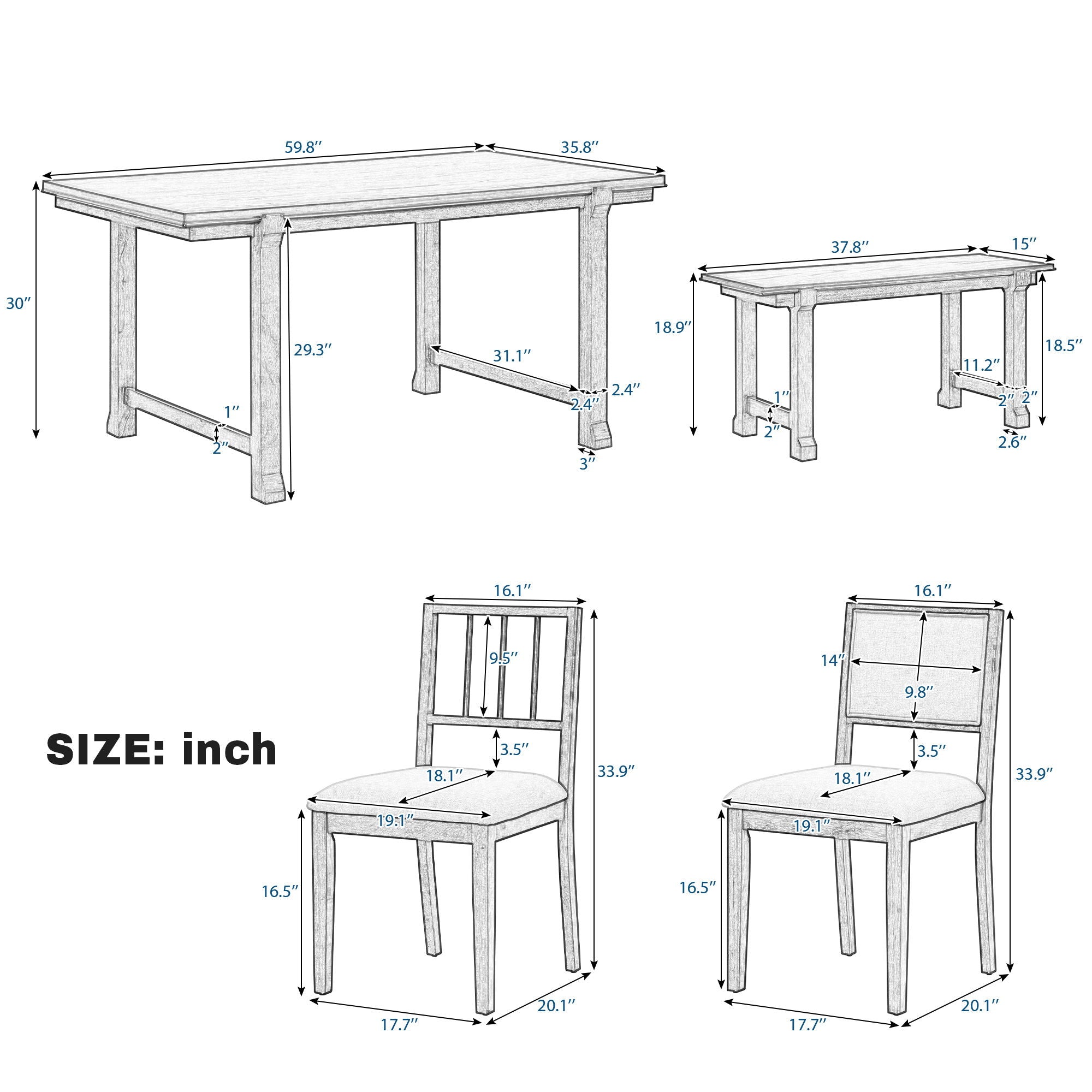 6 Piece Kitchen & Dining Room Furniture