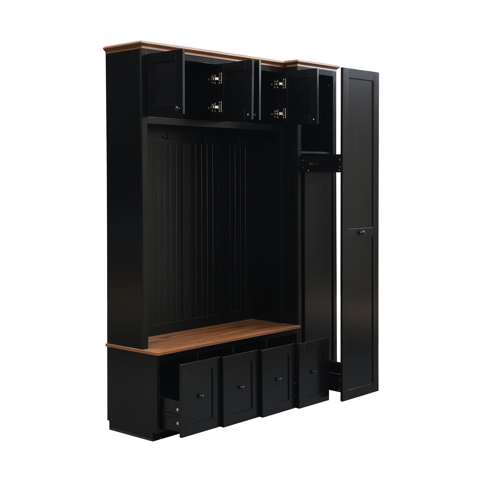 Entryway Hall Tree With Storage Bench, Coat Rack Shoe Bench With Cabinets