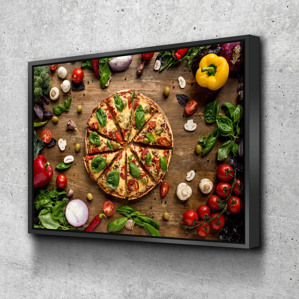Pizza Italian Canvas Wall Art, Pizza Place Decor, Restaurant Decor, Dining Room Art, Fresh Italian Pizza Art, Pizzeria Art