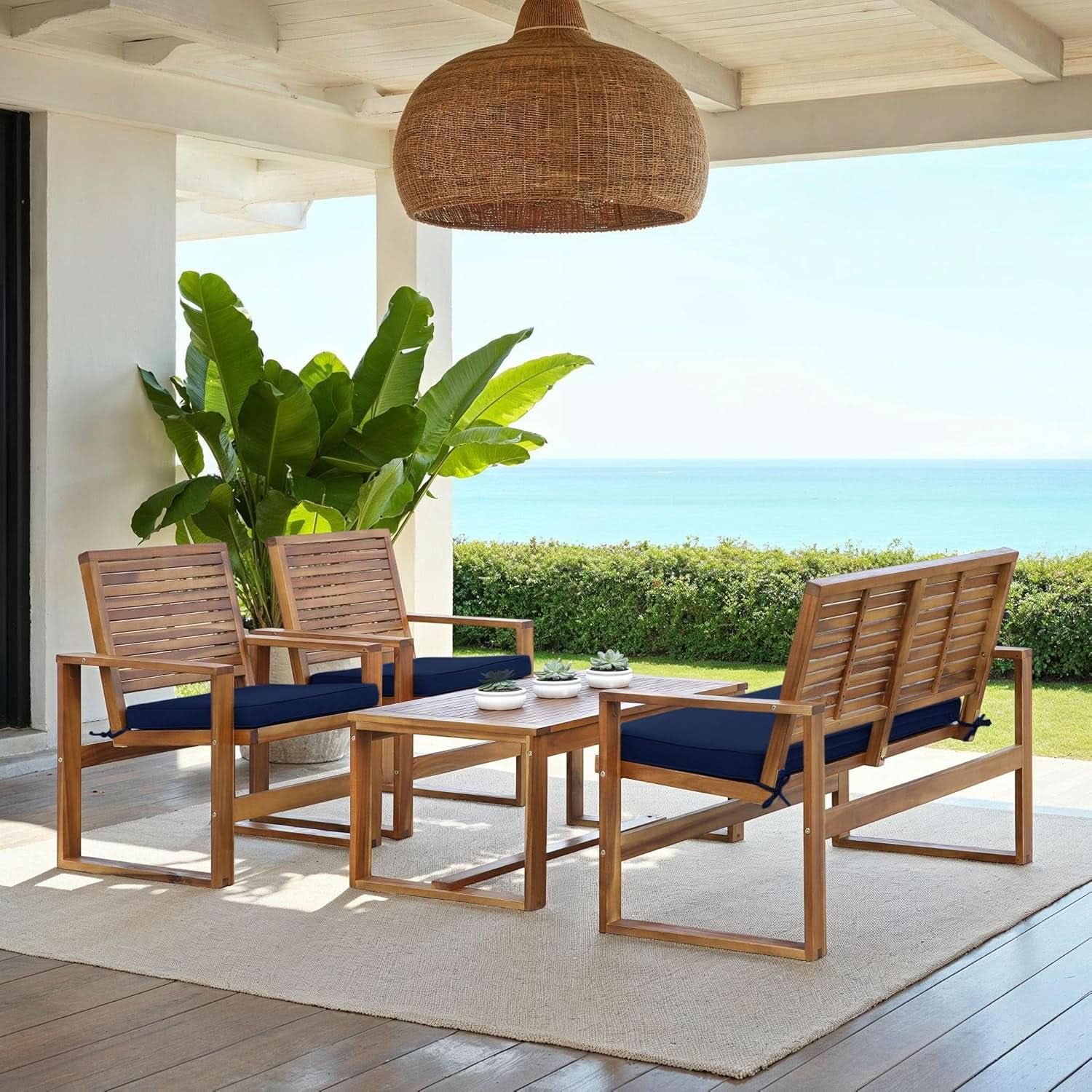 Acacia Patio Furniture Set for Outdoor Dining Comfort