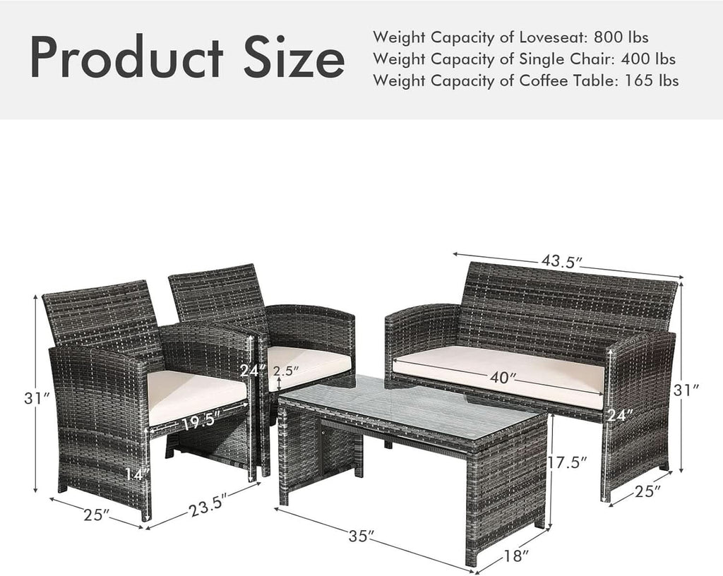 Weather Resistant Rattan Patio Furniture Set for Outdoors