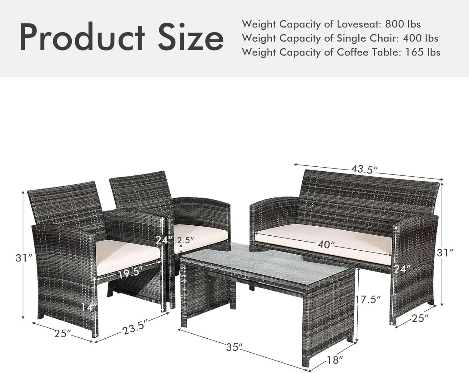 Weather Resistant Rattan Patio Furniture Set for Outdoors