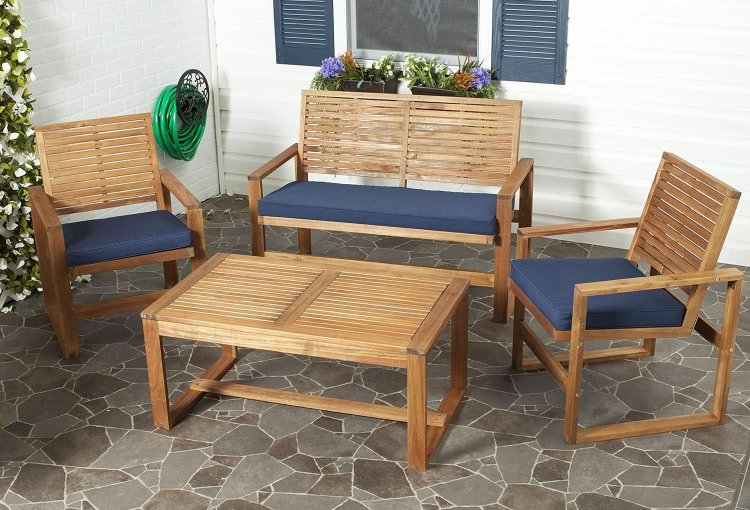 Acacia Patio Furniture Set for Outdoor Dining Comfort