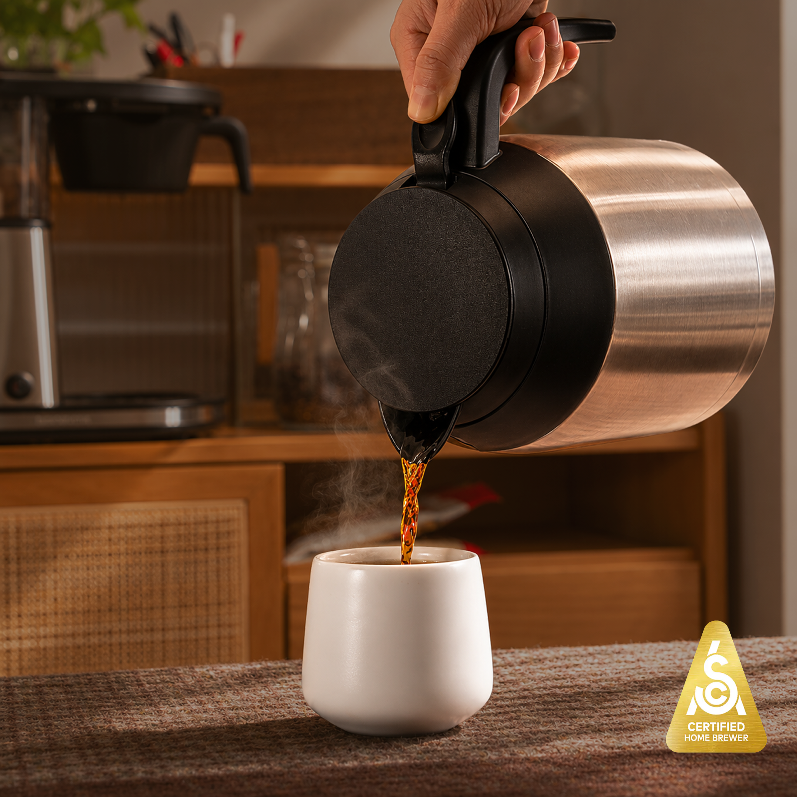 Connoisseur 8-Cup Drip Coffee Brewer One-Touch with Thermal Carafe and Hanging Basket - SCA Certified Home Brewer