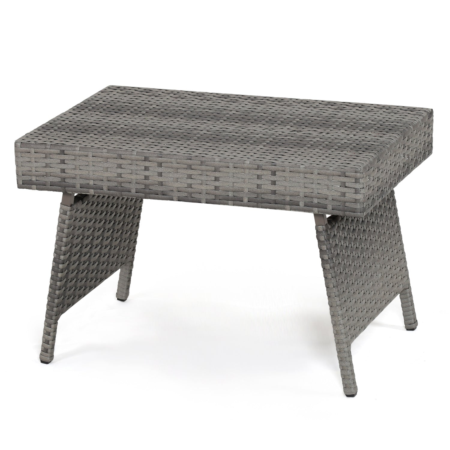 Folding PE Rattan Side Coffee Table Patio Garden Furniture