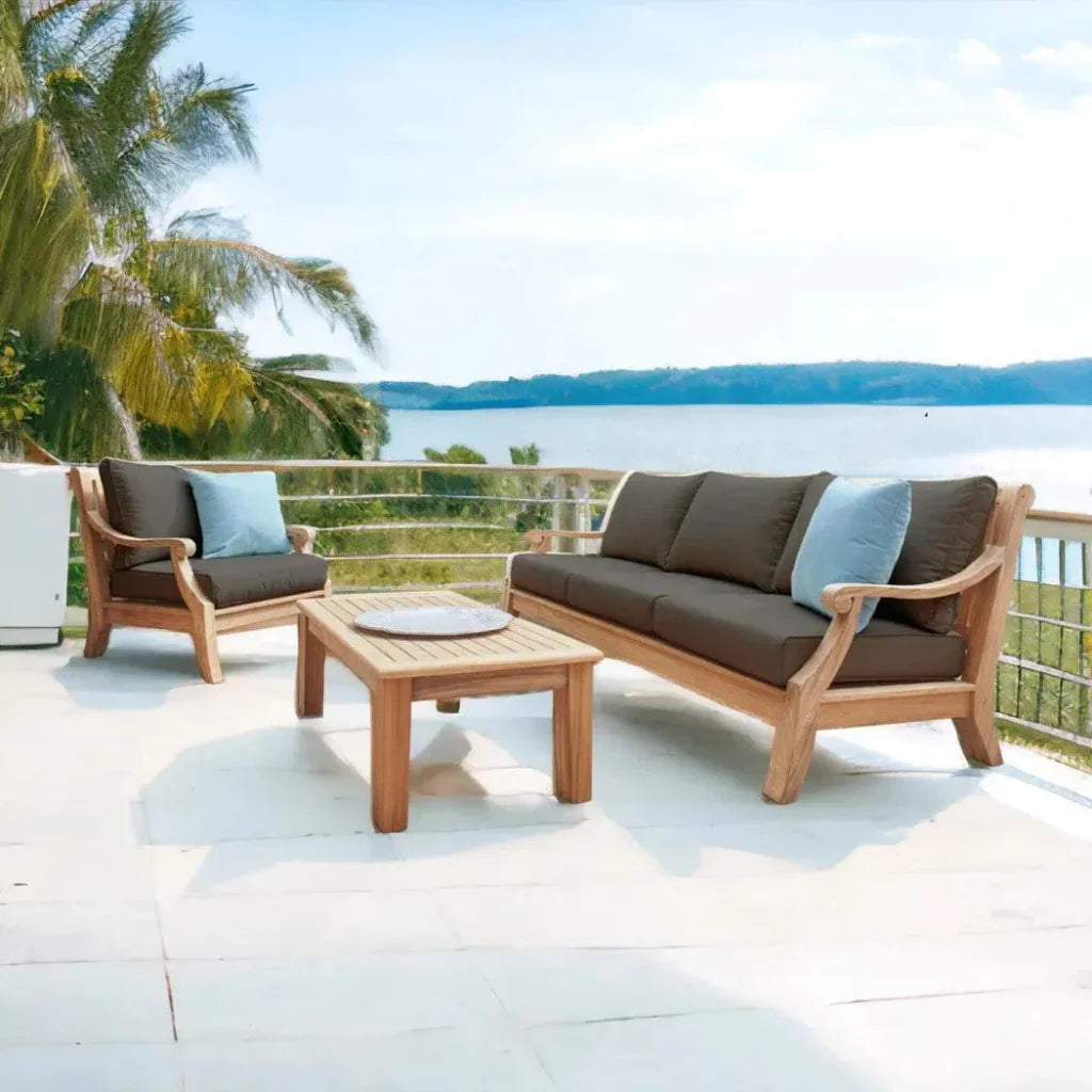 Sonoma Teak Deep Outdoor Couch with Sunbrella Cushions