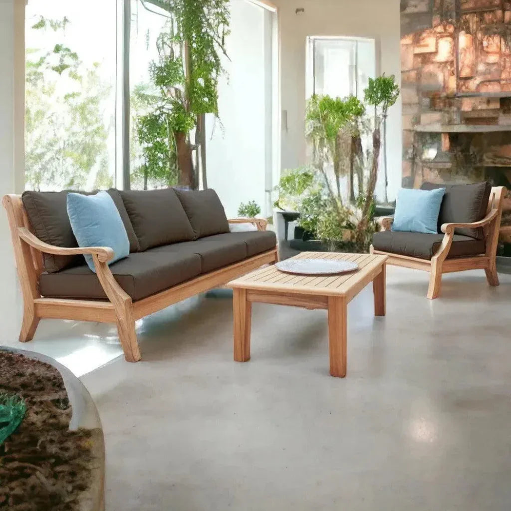 Sonoma Teak Deep Outdoor Couch with Sunbrella Cushions