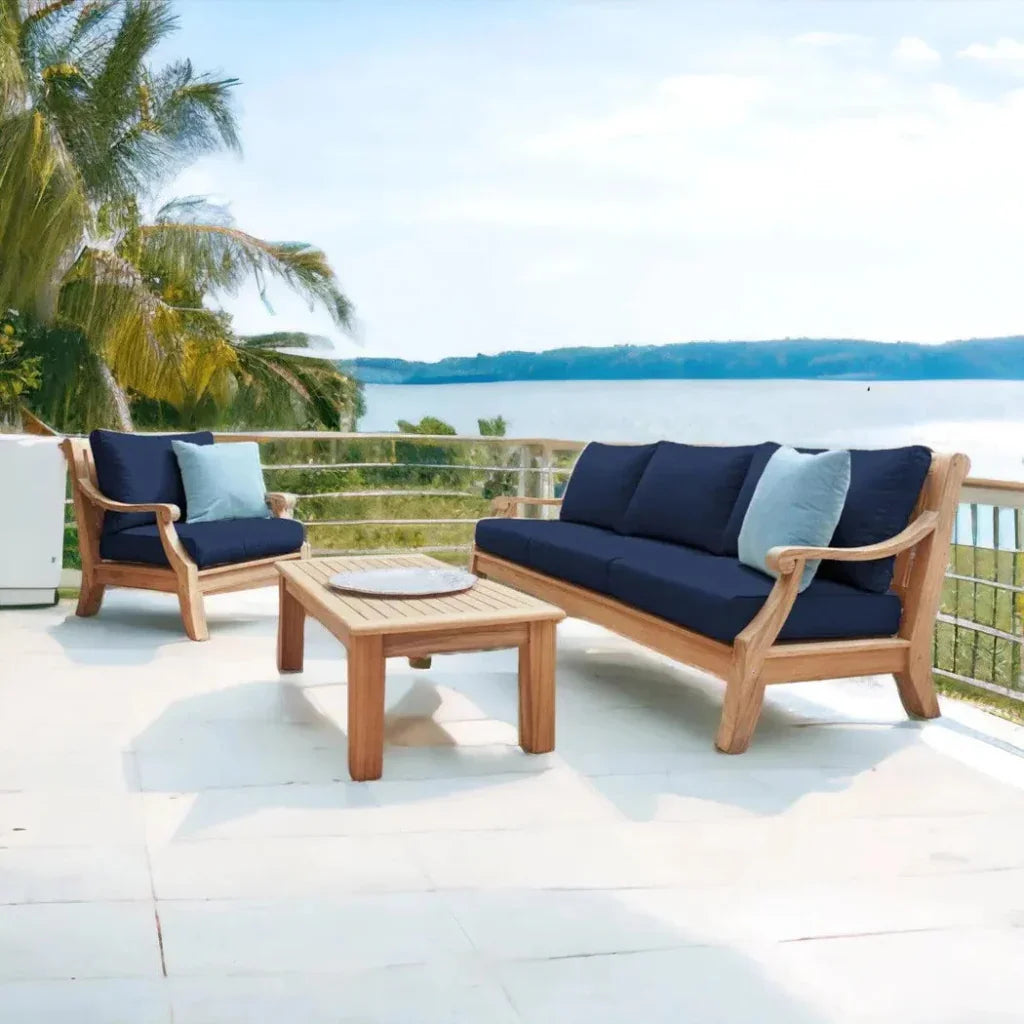 Sonoma Teak Deep Outdoor Couch with Sunbrella Cushions
