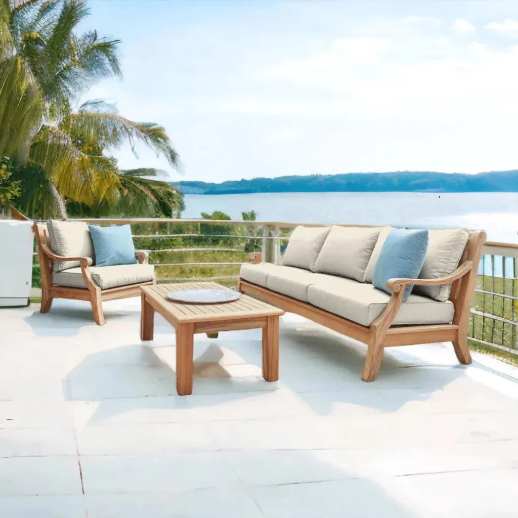 Sonoma Teak Deep Outdoor Couch with Sunbrella Cushions