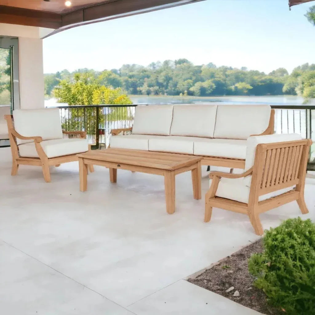Sonoma Teak Deep Outdoor Couch with Sunbrella Cushions
