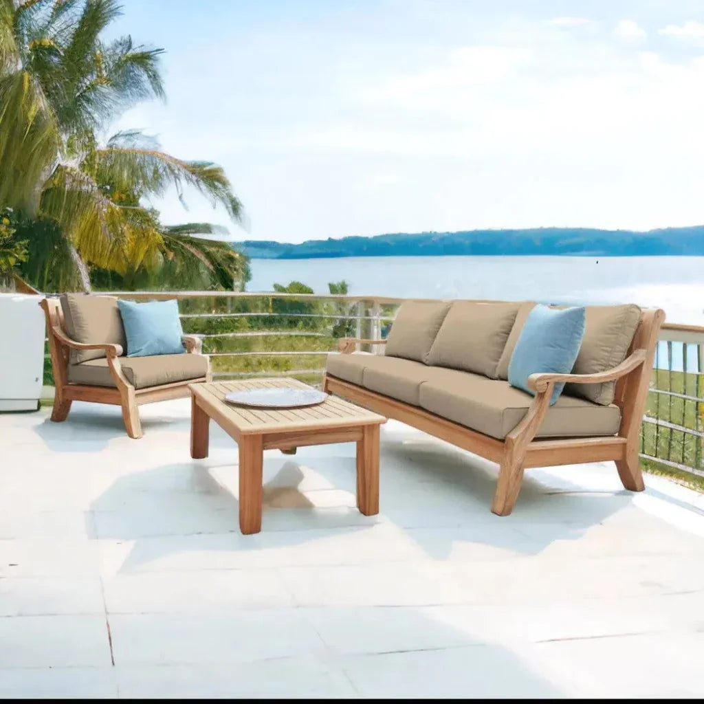 Sonoma Teak Deep Outdoor Couch with Sunbrella Cushions