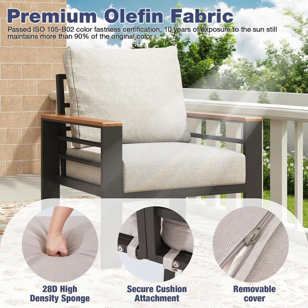 Oversized Aluminum Patio Furniture Set with Thick Cushions