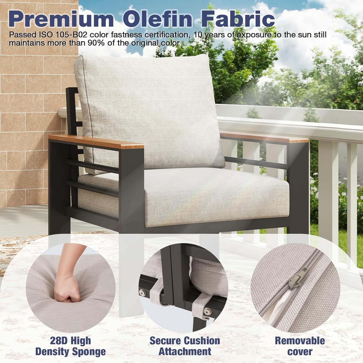 Oversized Aluminum Patio Furniture Set with Thick Cushions