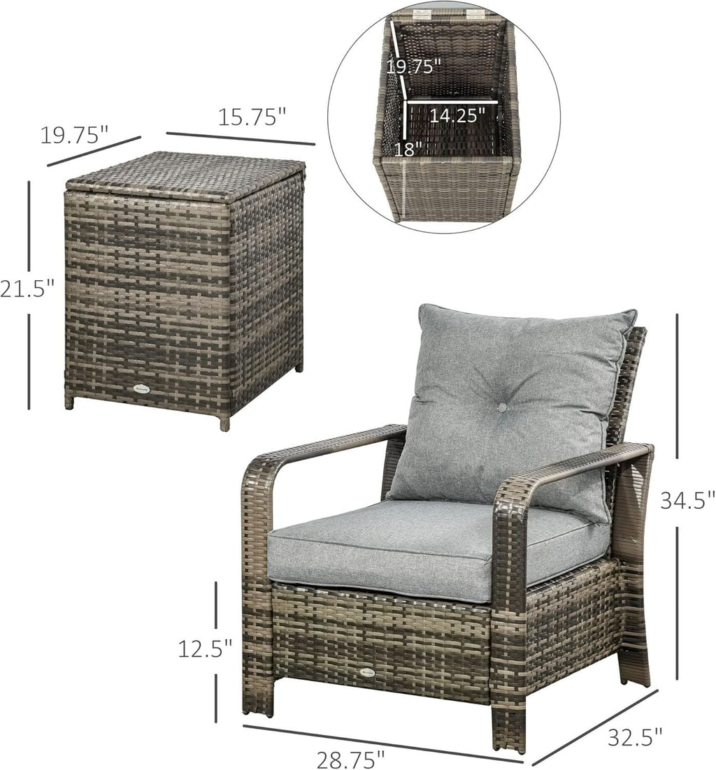 Three Piece Patio Furniture Set with Cushions and Table