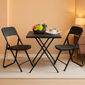 Three Piece Folding Patio Bistro Set All Weather Black For Balcony Porch And Backyard Outdoor Furniture