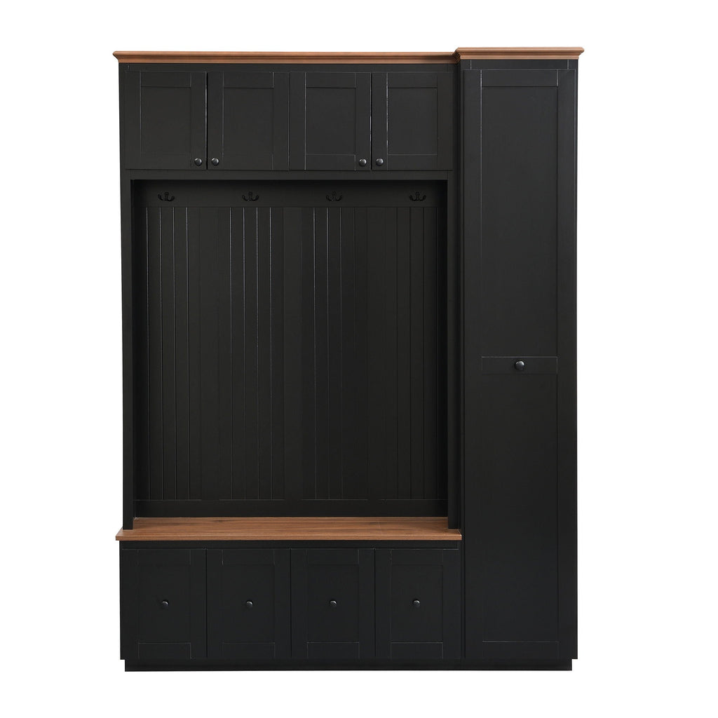 Entryway Hall Tree With Storage Bench, Coat Rack Shoe Bench With Cabinets