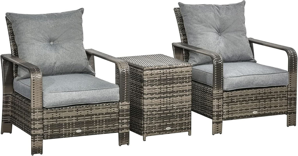 Three Piece Patio Furniture Set with Cushions and Table
