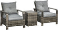 Three Piece Patio Furniture Set with Cushions and Table