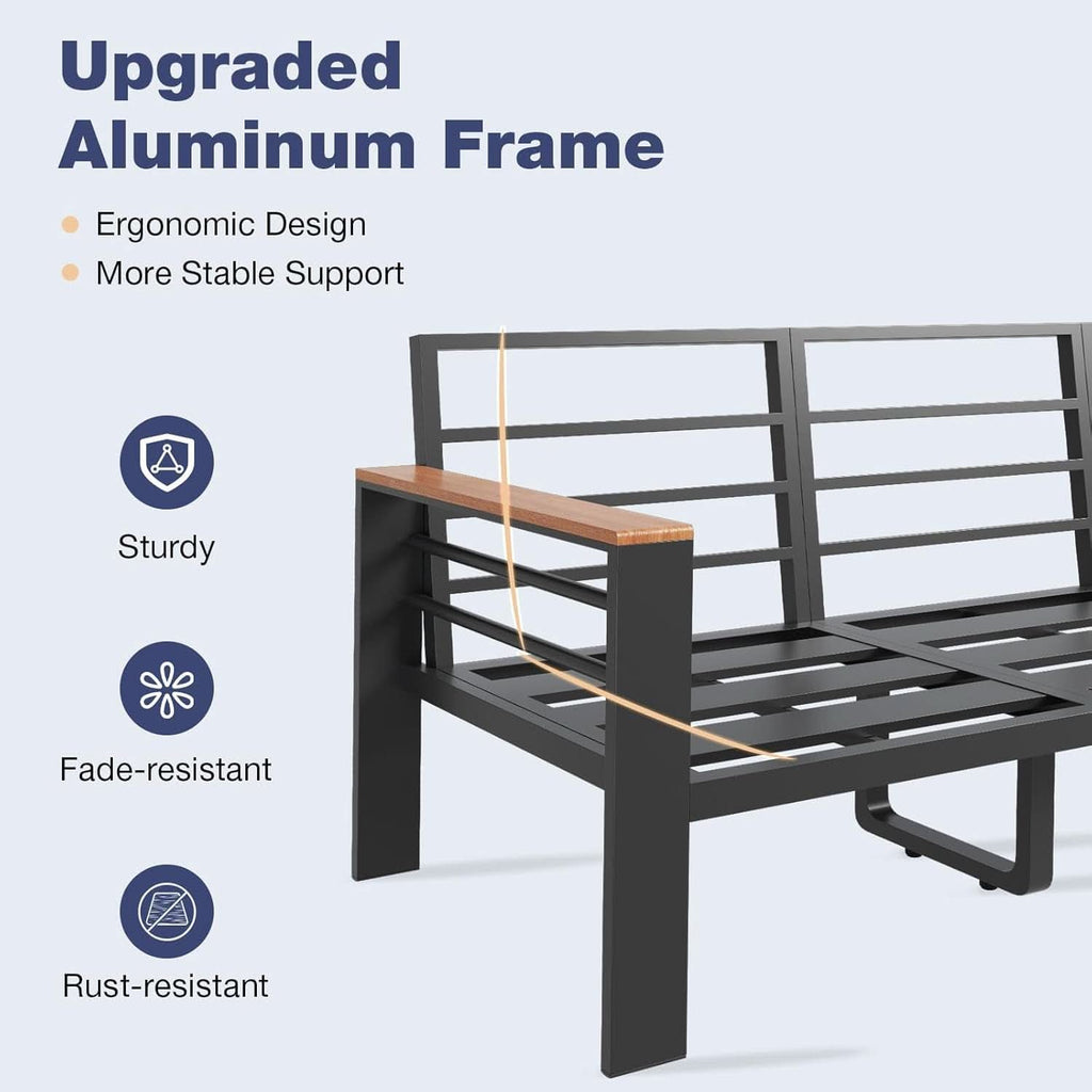 Oversized Aluminum Patio Furniture Set with Thick Cushions