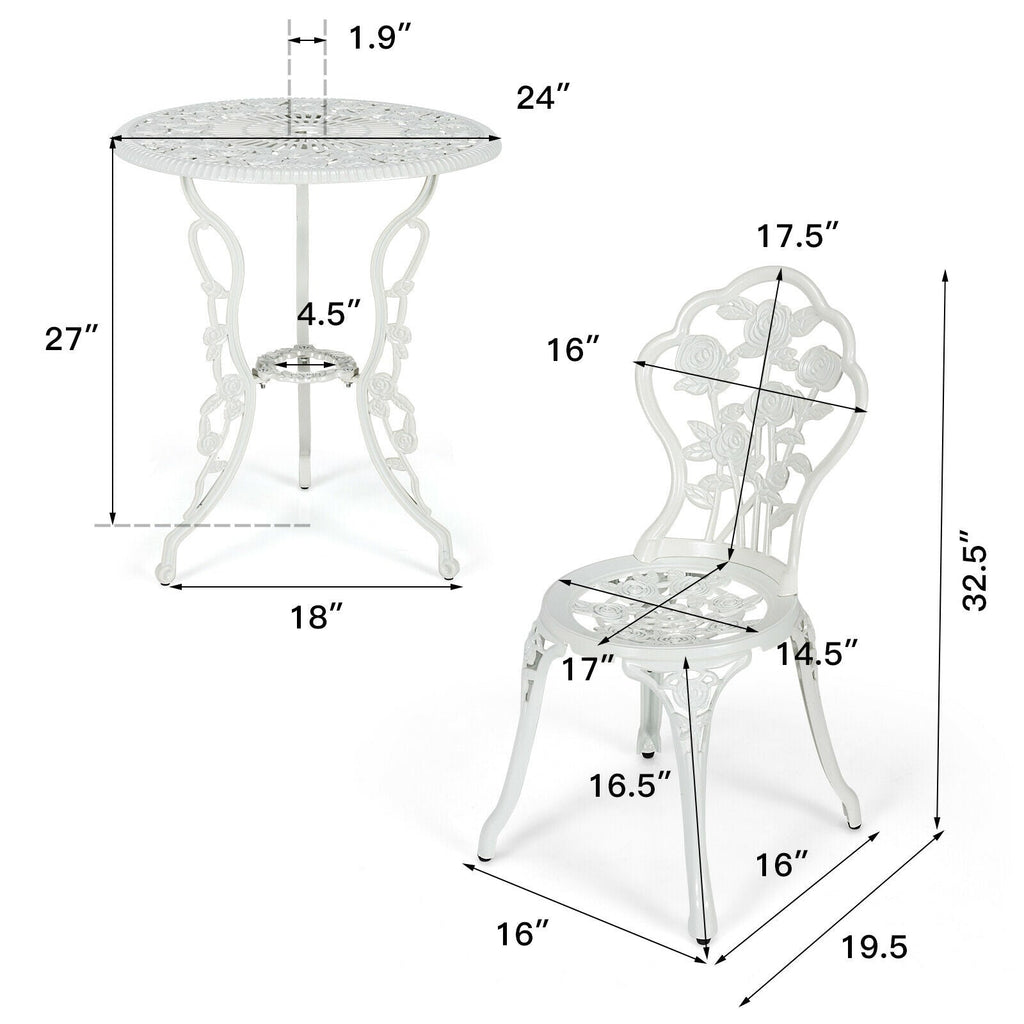 Outdoor Cast Aluminum Patio Furniture Set with Rose Design