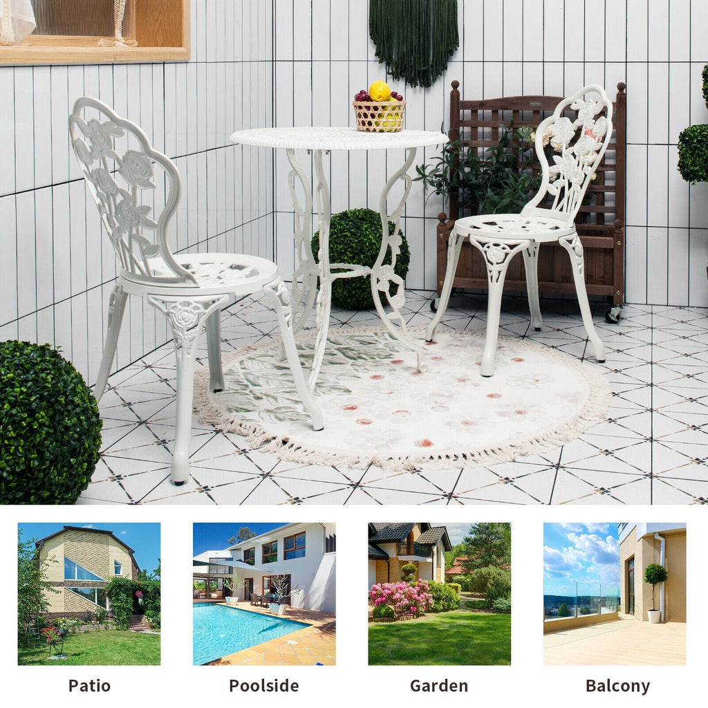 Outdoor Cast Aluminum Patio Furniture Set with Rose Design